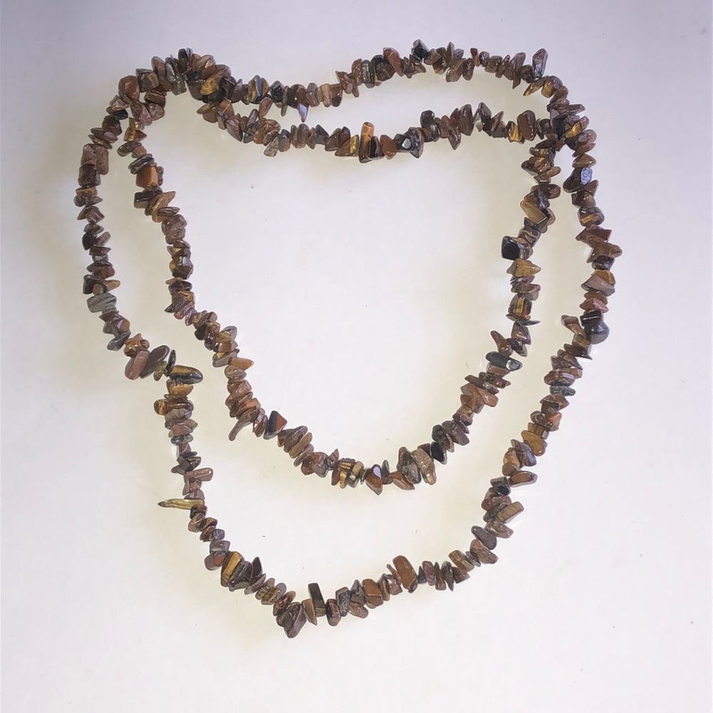 Brown Tiger's Eye Chip Beaded Boho Necklace